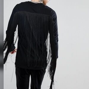 ASOS Men’s Black Fringe Festival Long Sleeve T-shirt